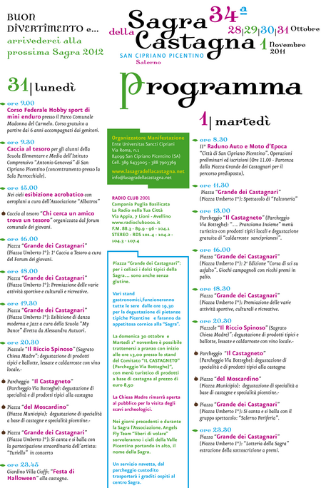 programma 33 Sagra della Castagna San Cipriano Picentino